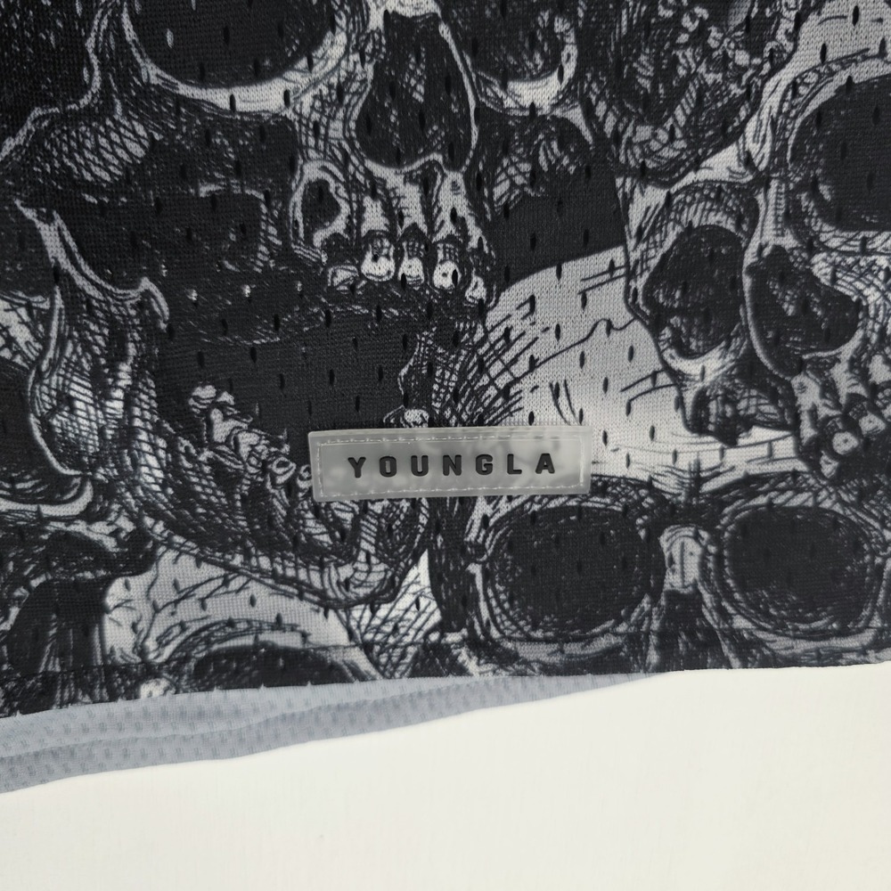 Youngla Skulls AOP Reversible Mesh Workout Shorts Gym 1111 Men's Size Medium - Picture 3 of 16